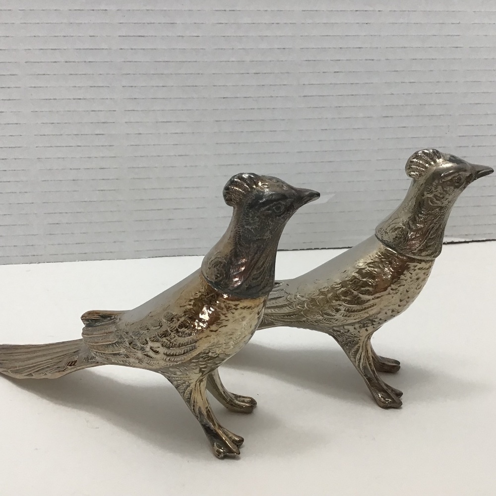Vintage Viking Pheasant Salt and Pepper Shaker Set Silver Tone Canada